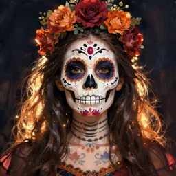 Illustration of a sugar skull day of the dead girl, art by mike winkelmann