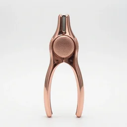 rose gold garlic press, photorealistic, isolated on a pure white background, centered, entire object in frame, sharp focus, soft studio lighting