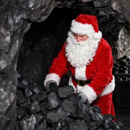 santa working in the coal mines