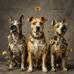 a beautiful ultradetailed vintage photo of an xolo, by tom bagshaw and natalie shau, portrait, vignette, 3 5 mm lens, golden ratio composition, detailed faces, studio photography, very detailed, robot dogs overgrown with flowers, artstation, 8 k, highly coherent