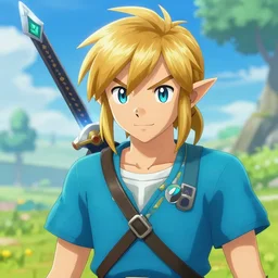 an in game portrait of link from pokemon legends : arceus, pokemon legends : arceus art style.