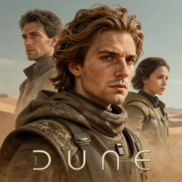 Dune poster artwork by Michael Whelan and Tomer Hanuka, Rendering of portrait of Paul Atreides, full of details, by Makoto Shinkai and thomas kinkade, Matte painting, trending on artstation and unreal engine