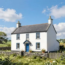a small beautiful irish homestead in the countrysideclean 8 k, highly detailed, digital painting, anime, artstation, concept art, smooth, sharp focus, illustration, art by artgerm and greg rutkowski