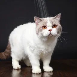 british shorthair cat taking a shower, dark background, studio photography - n 4