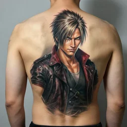 photorealistic painting of a picture of my new back tattoo of chris redfield by tom of finland