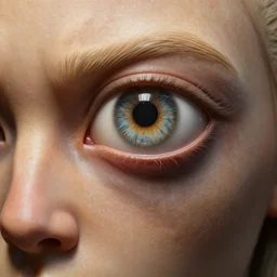 Painted of unbrushed one-eyed cyclops without nose and with one giant eye. High detail, hyperrealism, 8k, fantasy art, octane render, concept art