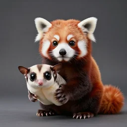 cute cross between red panda and sugar glider, studio lighting, award winning