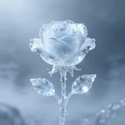 crystal ice rose, ethereal, foggy, unreal engine, octane, hdr, volumetric lighting, 4 k, 8 k, uhd w - 9 6 0 h - 9 6 0