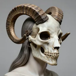 3 d goddess close - up profile portrait russian batman mask with ram skull. beautiful intricately detailed mask. artwork by giger and dali and beeple and greg rutkowski