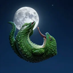 a anaconda swallowing the moon in the night sky, hyperrealistic