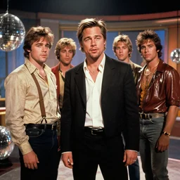 color film still, brad pitt and his clones at the disco ; studio 5 4 ( 1 9 9 8 )