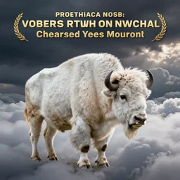 a white bison in the clouds