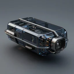 a box shaped sci - fi flying vehicle made from dark glass and plastic surfaces in the style of bladerunner 2 0 4 9, peugeot prestige, side lights, pininfarina, veneno, hard surface, studio lighting, kanji decals, octane render, light background