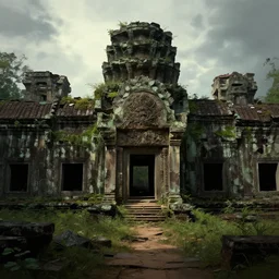 a ancient ruins, overgrown and forgotten. painting, digital art, harsh lighting, 4 k hd wallpaper, trending on art station