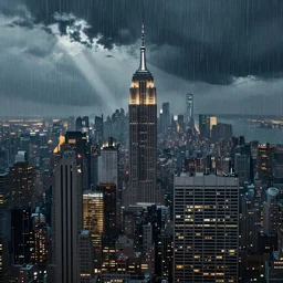beautiful digital illustration New York City rain cyberpunk by Marc Simonetti