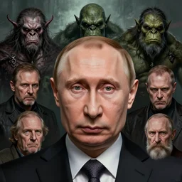 vladimir putin face recognizable, ogre, orc, macabre, by donato giancola and greg rutkowski and wayne barlow and zdzisław beksinski, realistic face, digital art