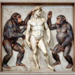 fresco of chimpanzees, painted by Michelangelo, 1510