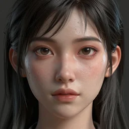 a close up of a female face with plastic skin, darkwave style, 3d digital art, high quality render, unreal engine 5, washed colors, Chie Yoshii, octane render,