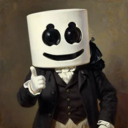 Victorian painting of Marshmello greeting George Washington