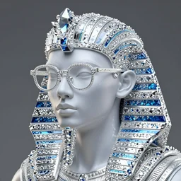 hyper detailed ultra sharp side portrait of vietnamese people and bladerunner delicate neon diamond sculpture of seductive albino pharaoh nick jonas, wearing glasses, diamond sphinx blue iridescent humanoid deity wearing metallic hoody made out of hands holding the sun prismatic dungeon, glowing purole face, crown of white crystals, handsome, cinematic lighting, photorealistic, octane render 8 k depth of field 3 d