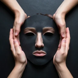 photo of severed hands arranged in the shape of a person's face