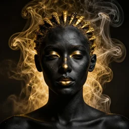 black gold smoke portrait artgerm radiant lighting