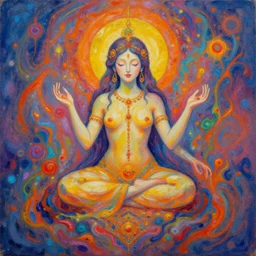 psychedelic oil painting of birth, spititual