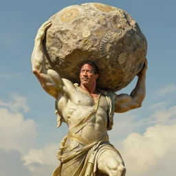 beautiful cottagecore Dwayne Johnson as The Rock posed like the Atlas Statue holding a giant spherical Rock on his back, intricate, elegant, highly detailed, digital painting, artstation, concept art, smooth, sharp, focus, illustration, art by artgerm and greg rutkowski and alphonse mucha