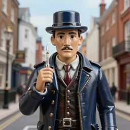 highly detailed closeup, portrait of a tin toy jack the ripper in tin toy victorian london streets, hyper realistic, artstation, illustration, nicoletta ceccoli, mark ryden, lostfish, dan decarlo, bob clampett, max fleischer, digital paint, matte paint, vivid colors, detailed and intricate environment
