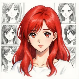 full headshot portrait of a girl with long red hair, drawn by WLOP, by Avetetsuya Studios, attractive character, colored sketch anime manga panel, trending on Artstation