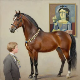 a beautiful painting a jewellery horse, by murakami takashi and picasso painting, lumion render