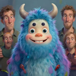 portrait of a happy monster boy, art by greg danton and denys tsiperko and bogdan rezunenko, hyperrealism, fantasy art