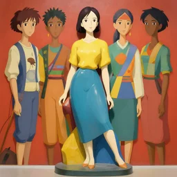 maximalist vibrant sculpture of beautiful asian female posing, painted by makoto shinkai takashi takeuchi studio ghibli, akihiko yoshida, yoshitaka amano, wangechi mutu, clean cel shaded vector art. shutterstock. behance hd by lois van baarle, artgerm, helen huang, rossdraws, illustration