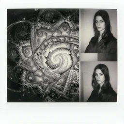 a black and white photograph of a mandelbrot set, in the style of egon schiele, jenny saville, m c escher, wassily kandinsky, piet mondrian, film photography, fashion photography, surreal, polaroid photography, soft lighting