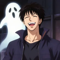 laughing man, ghost in the shell, anime, by katsushika, trending on deviantart