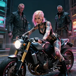 movie frame still from live action adaptation of tattooed hero girl with a cyberpunk motorbike, directed by steven spielberg, 8 k, vhs glitch, ultra wide angle, high contrast, zenith view, greg rutkowski, intrincate, highly detailed, ilm, oscar winning photography, dramatic lighting, greg nicotero, beautiful image