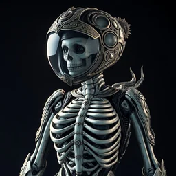 ornate beautiful hourglass feminine bone cyborg in full body skin space suit, helmet, concept art, joshua rife, photoshoot, intricate, highlydetailed, space background, artstation 4 k raytracing, shadows, highlights, illumination