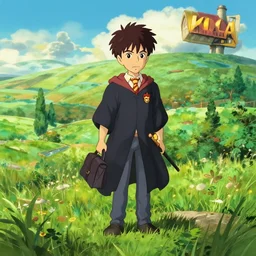 harry potter landscape, anime, studio ghibli, vibrant, 8 k