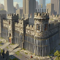 fantasy illustration of a city wall made of thousands of steel swords, trending on artstation, digital art ( by jesper ejsing ) ( by clint cearley ) ( by raluca marinescu ) ( by brad rigney ) ( by artur treffner ) ( by joseph meehan ) ( by victor adame ) ( by anna steinbauer )