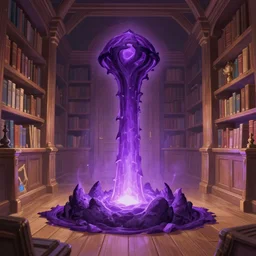 a league of legends art of a purple nether portal in a library, wooden interior, art by cushart krentz and makoto shinkai, elegant, sharp focus, morandi color scheme, fantasy style, illustration, high quality, digital art, hyperrealism, octane render, commission art, 4 k resolution