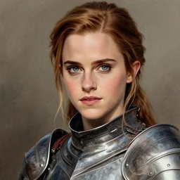 drawing of emma watson wearing a knight armor, beautiful piercing eyes, hyper realistic face, in the style of greg rutkowski, fantasy, amazing detail, epic, elegant, smooth