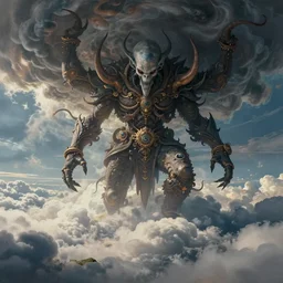 art installation, cthulu descending from the clouds, intricate, beautiful cinematic lighting, stunning painting by artgerm and ruan jia