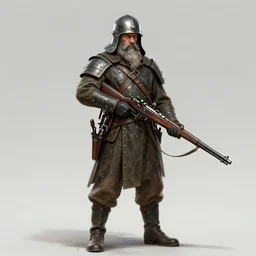 Full body concept art of A High fantasy WW1 dwarve soldier holding a enchanted rifle trending on artstation deviantart Pinterest detailed High Resolution HD 8k