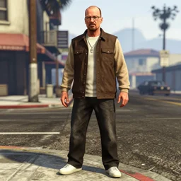 walter white crossing a street in gta 5, unreal engine 5 detail, by gta 5