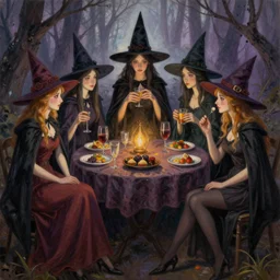 a beautiful painting of witches reunion by greg rutkowski and zoe mozert trending on artstation