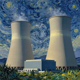 nuclear power station in the style of Van Gogh