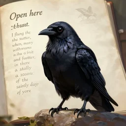 epic professional digital art of 'Open here I flung the shutter, when, with many a flirt and flutter, in there stepped a stately Raven of the saintly days of yore', best on artstation, cgsociety, wlop, Behance, pixiv, astonishing, impressive, outstanding, epic, cinematic, stunning, concept art, gorgeous, much detail, much wow, masterpiece.