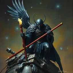 still of a kenku kabuto. art by gerald brom ( 1 9 8 9 ). gunpla