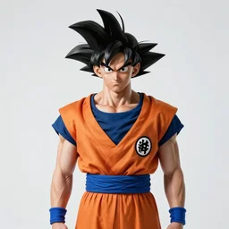 Studio photo of Goku as a real person, portrait photograph
