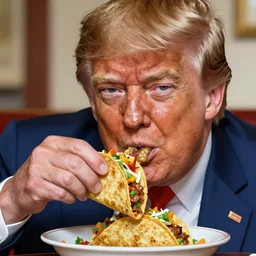 beautiful digital painting portrait of donald trump eating a taco bowl in the style of studio trigger anime, 4 k, 8 k, hd, high resolution, highly detailed, intricate detail, ultra realistic faces, digital art, trending on artstation, kill la kill, gurren lagann